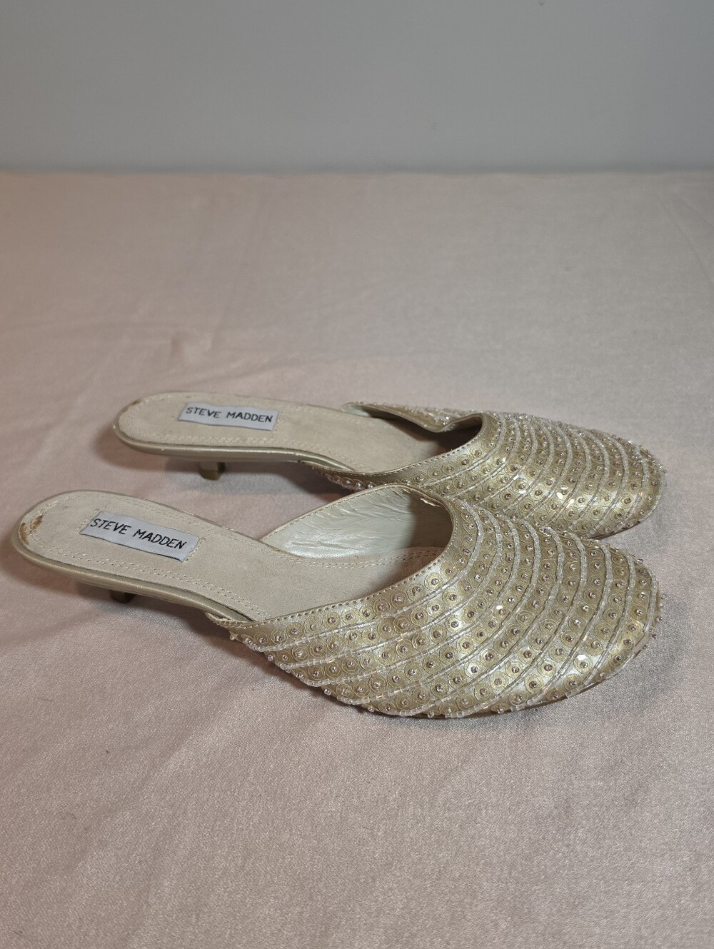Steve Madden Becon Women's Gold Embellished Slip-On Mules 8.5
